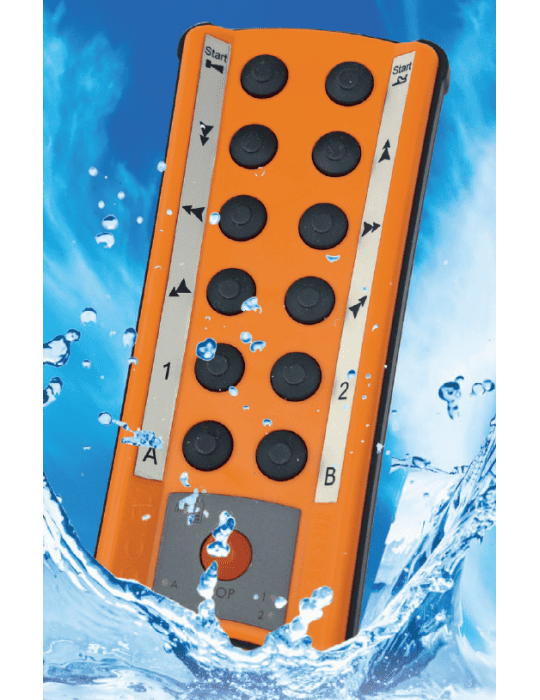 Transmitter with built in Li-Polymer battery, 12 buttons + stop button